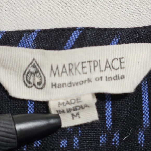 Marketplace Women Handwork India 100% Cotton Midi Dress Embroidered Boho Black M - Picture 8 of 13